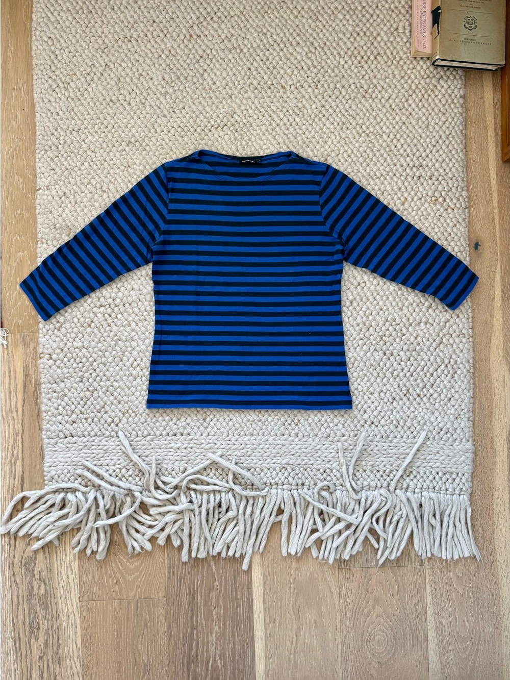 Marimekko Blue & Black Striped Long Sleeve Tee
